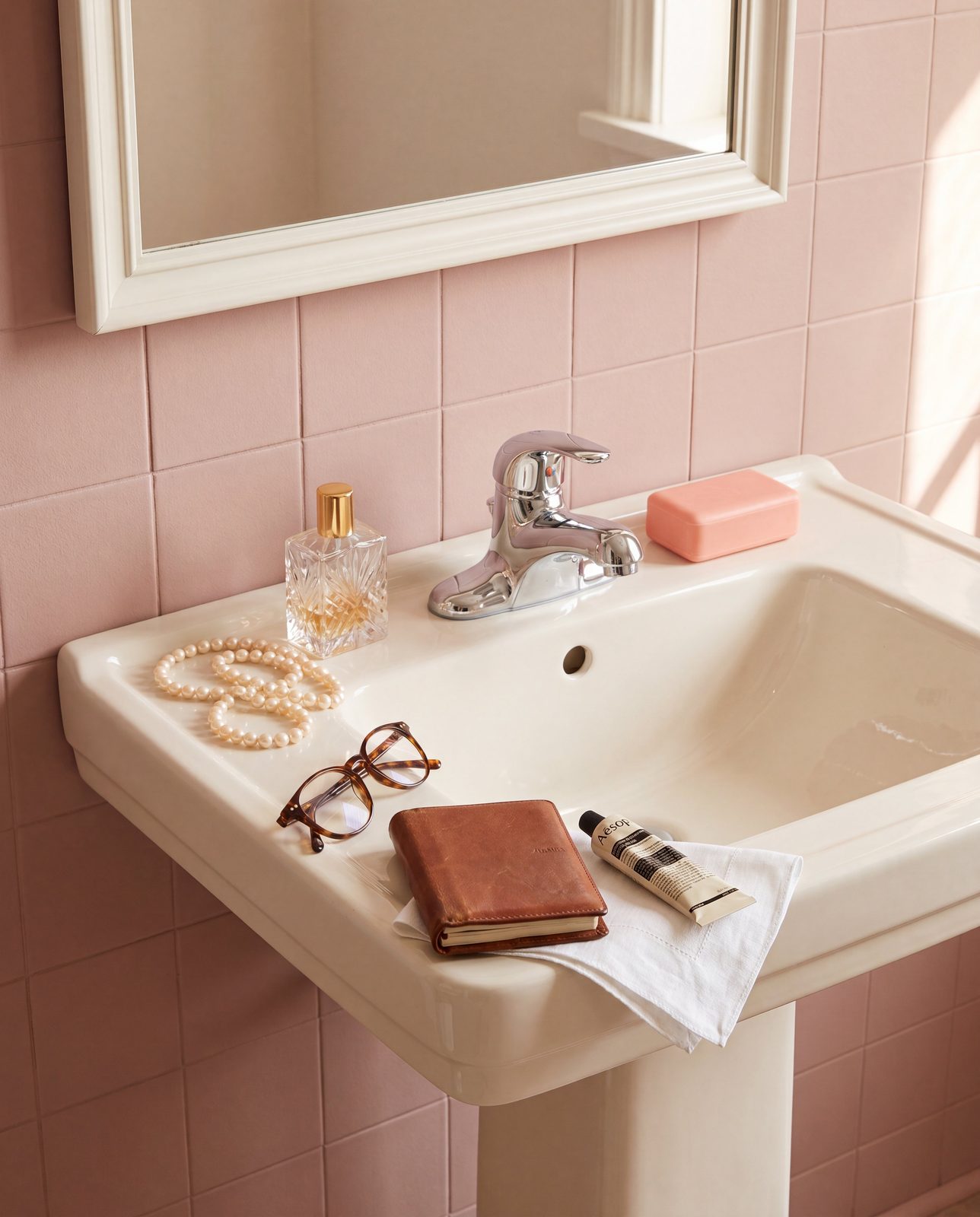 jabon. — lavabo rosa