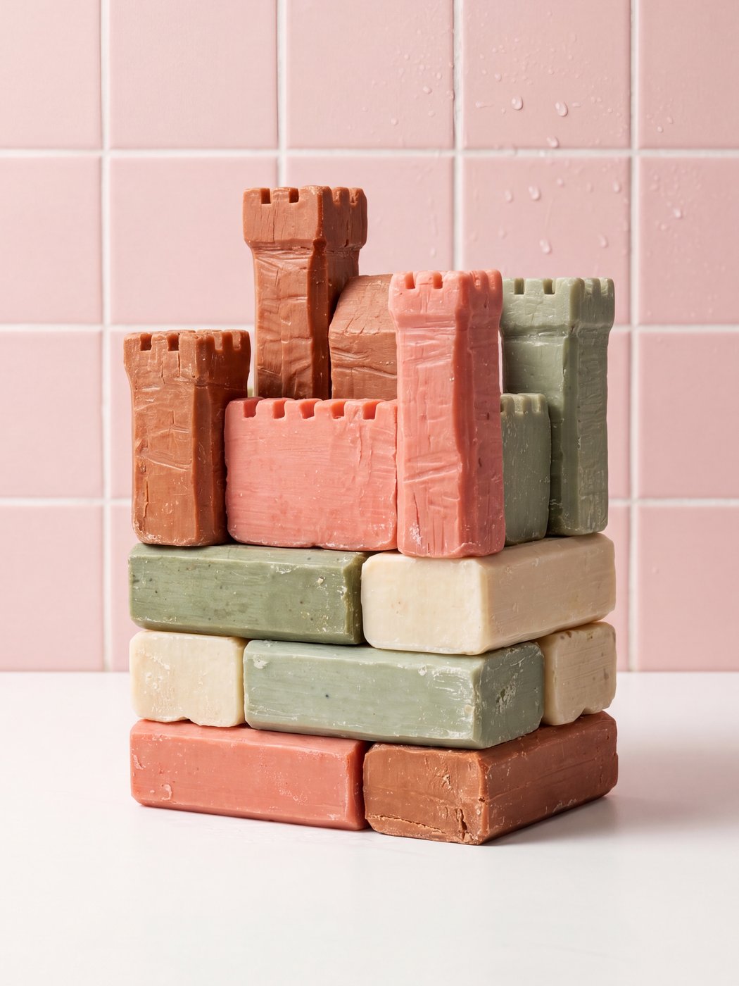 jabon. — castillo sobre azulejo rosa